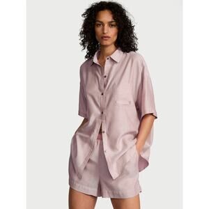 Victoria's Secret Nostalgia Rose Herringbone Pink Pajama Top Women's Size Small